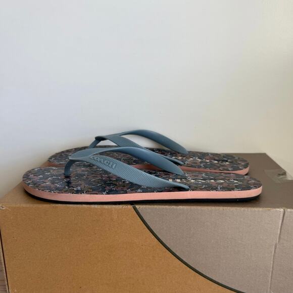 Coach Blue/Brown Floral Women Slides Flip Flops- SZ 9/10 - Picture 4 of 8